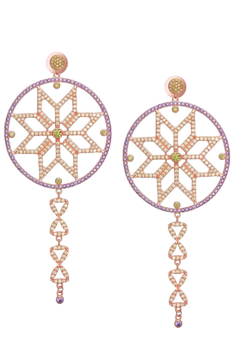 Cercei argint platinat cu aur roz Steaua Norocului Claudia Florentina