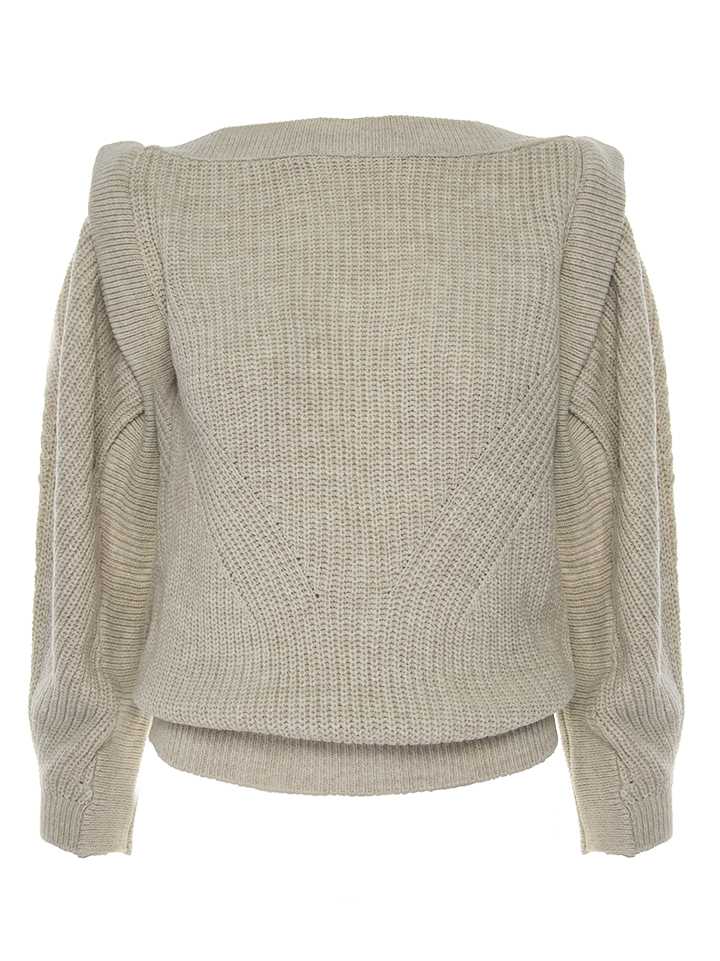 Stylish knitted long sleeved sweater in ecru
