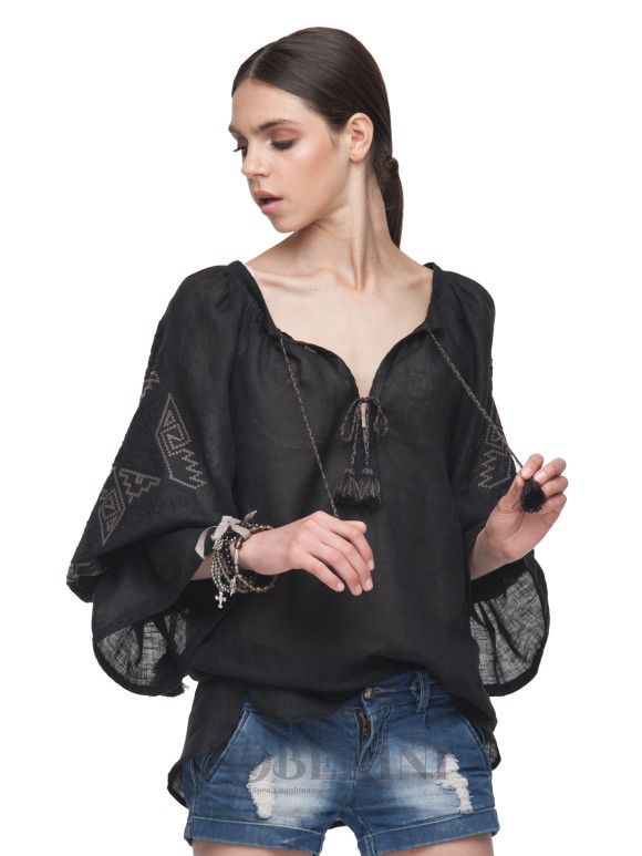 Bluza tip ie neagra “Black orchid” blouseroumaine-shop imagine noua 2022