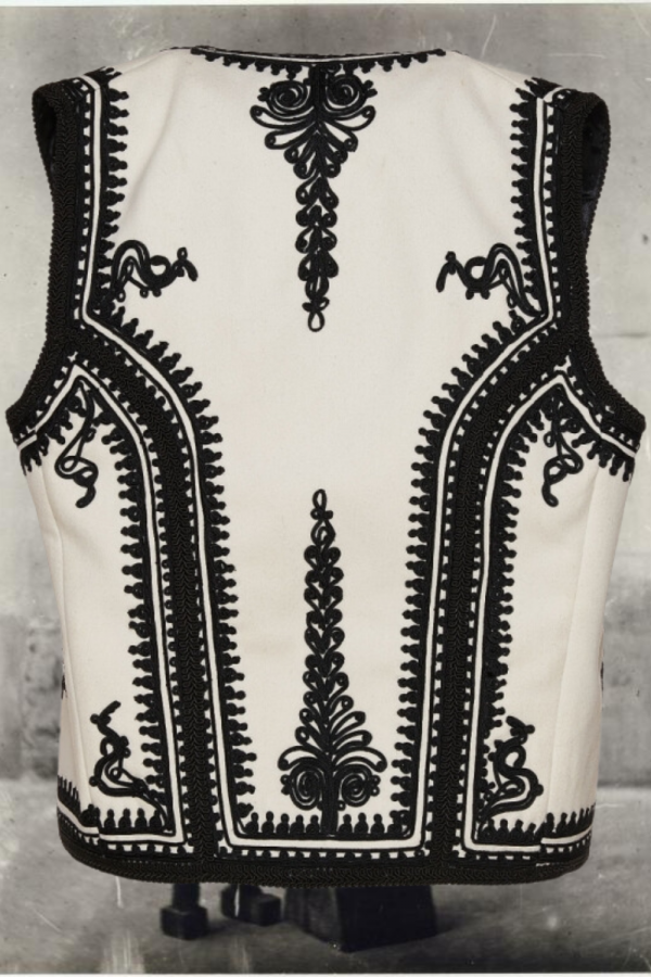 White Wool & Cashmere Short Vest With Black Embroidery, Handcrafted By Authentic Romanian Artisans (10)